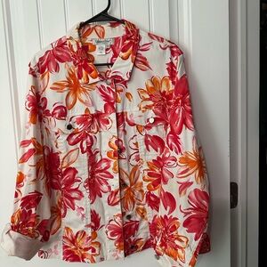 Coldwater Creek Red and Orange Floral casual jacket